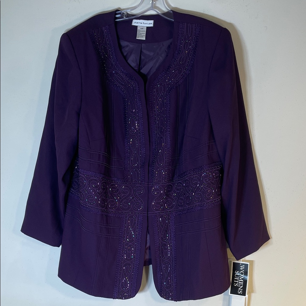 NWT. Vintage Justin  Taylor Beaded Embroidered Plum Jacket. 20W